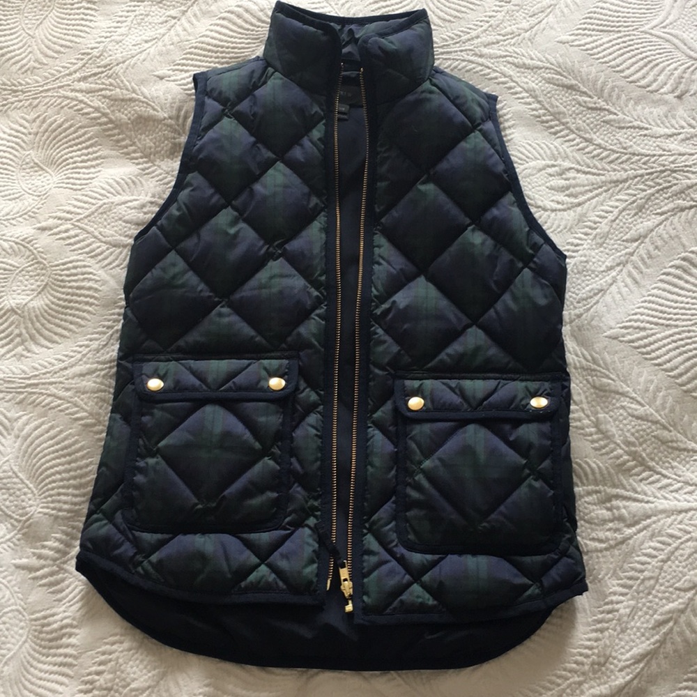 Jcrew Black Watch Excursion Quilted Vest